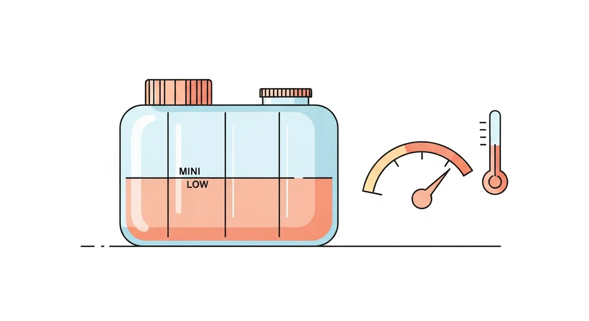 冷却水リザーバータンクの残量と水温計アイコンのイラスト