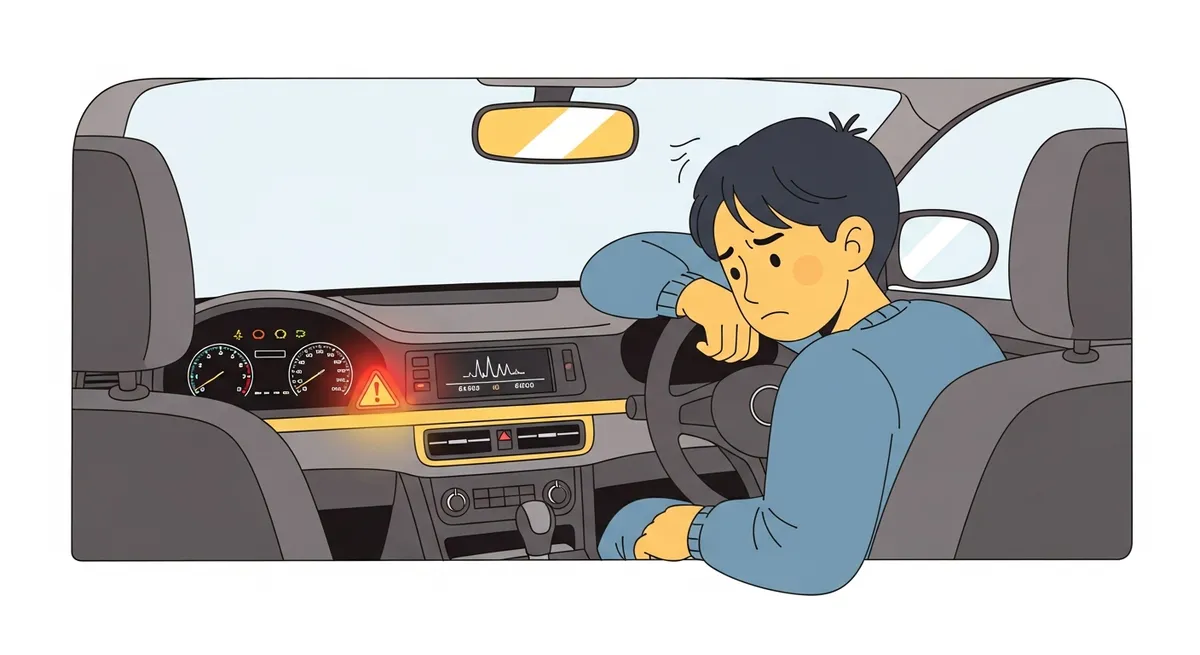 車内のメーター表示とライトの状態を確認するイラスト