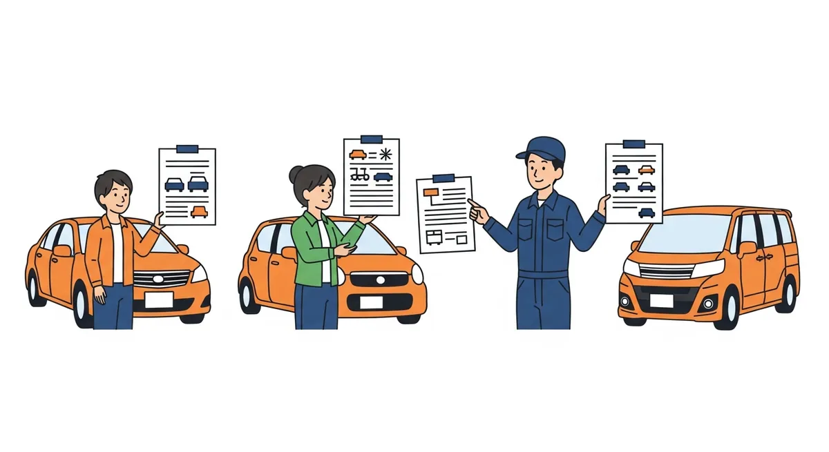 車検見積もりの相談事例を示すイラスト