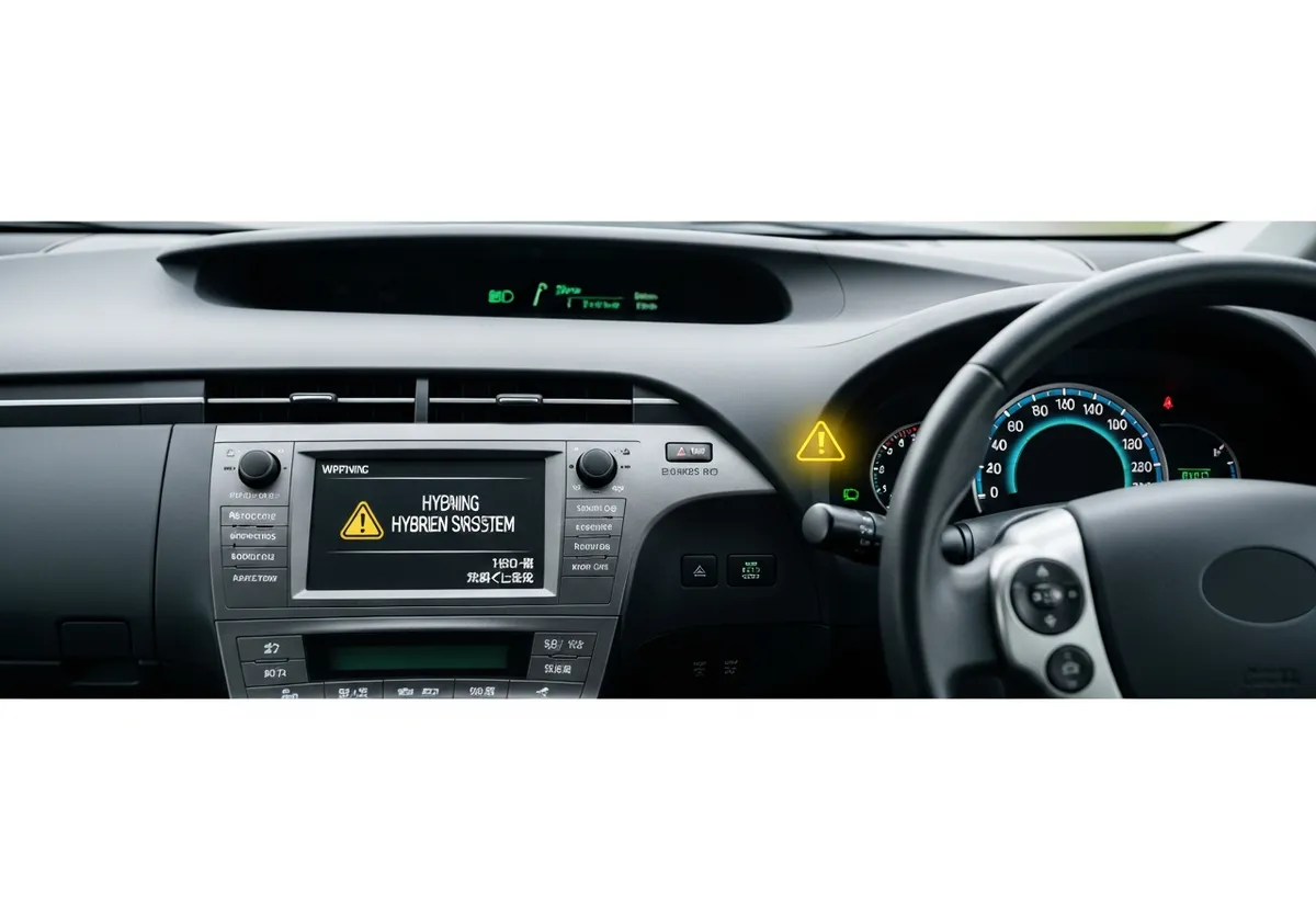 プリウスのメーターにハイブリッドシステムチェックが表示されているイメージ