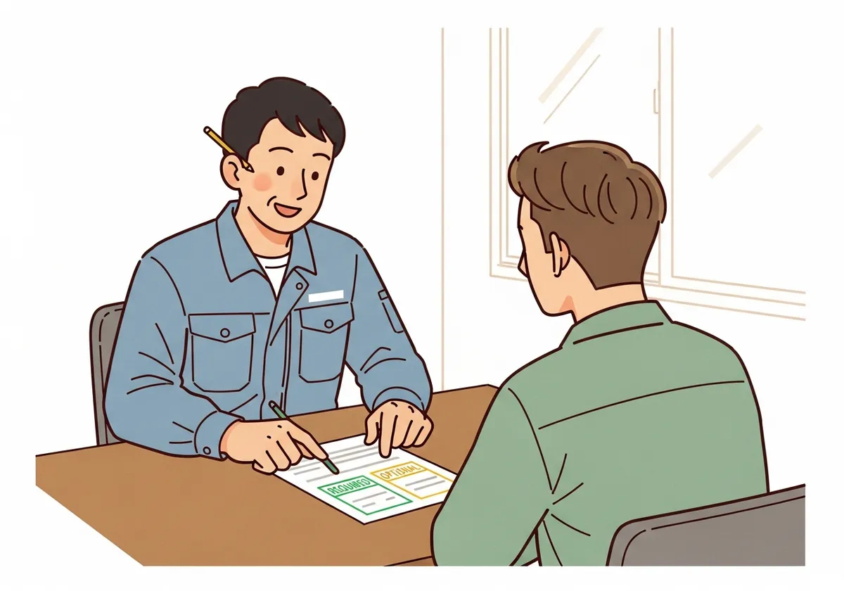 必要整備とおすすめ整備を分けて説明するイラスト