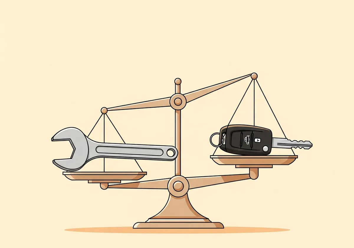 修理と乗り換えを比較するイラスト