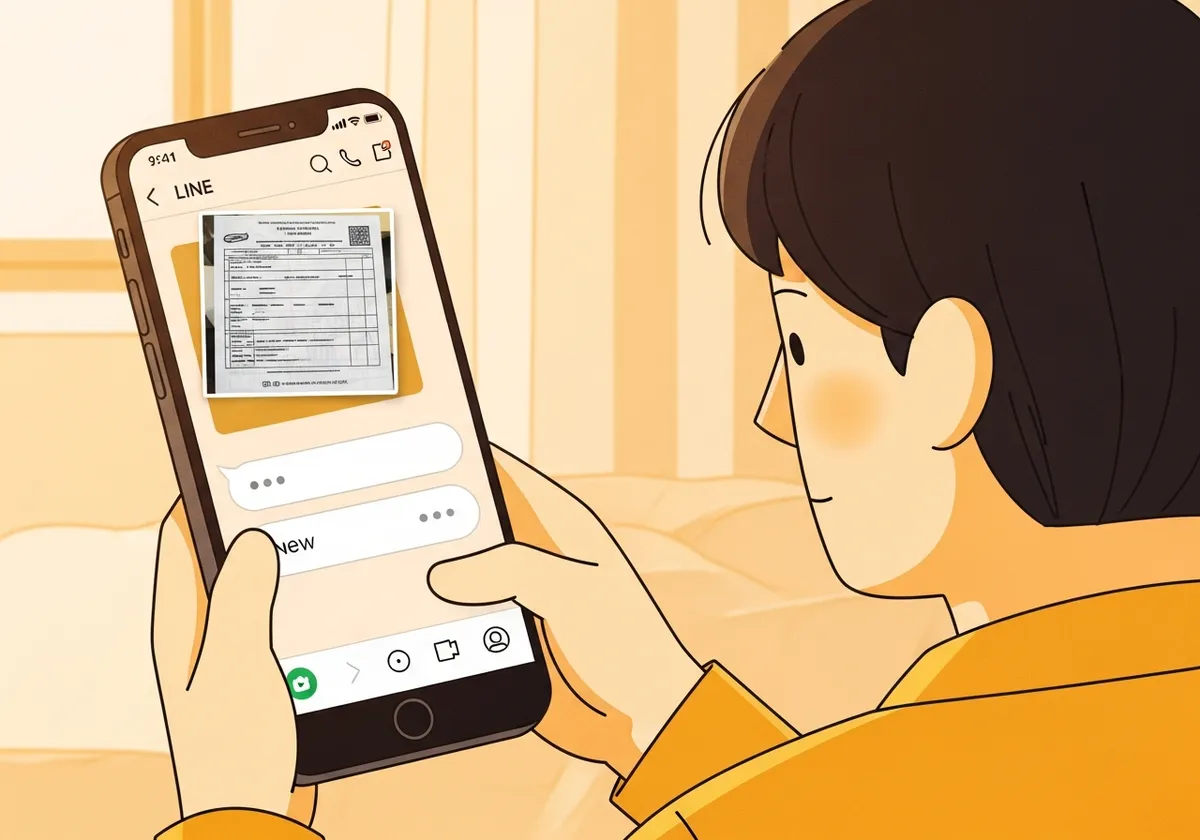 車検証をLINEで送るイラスト